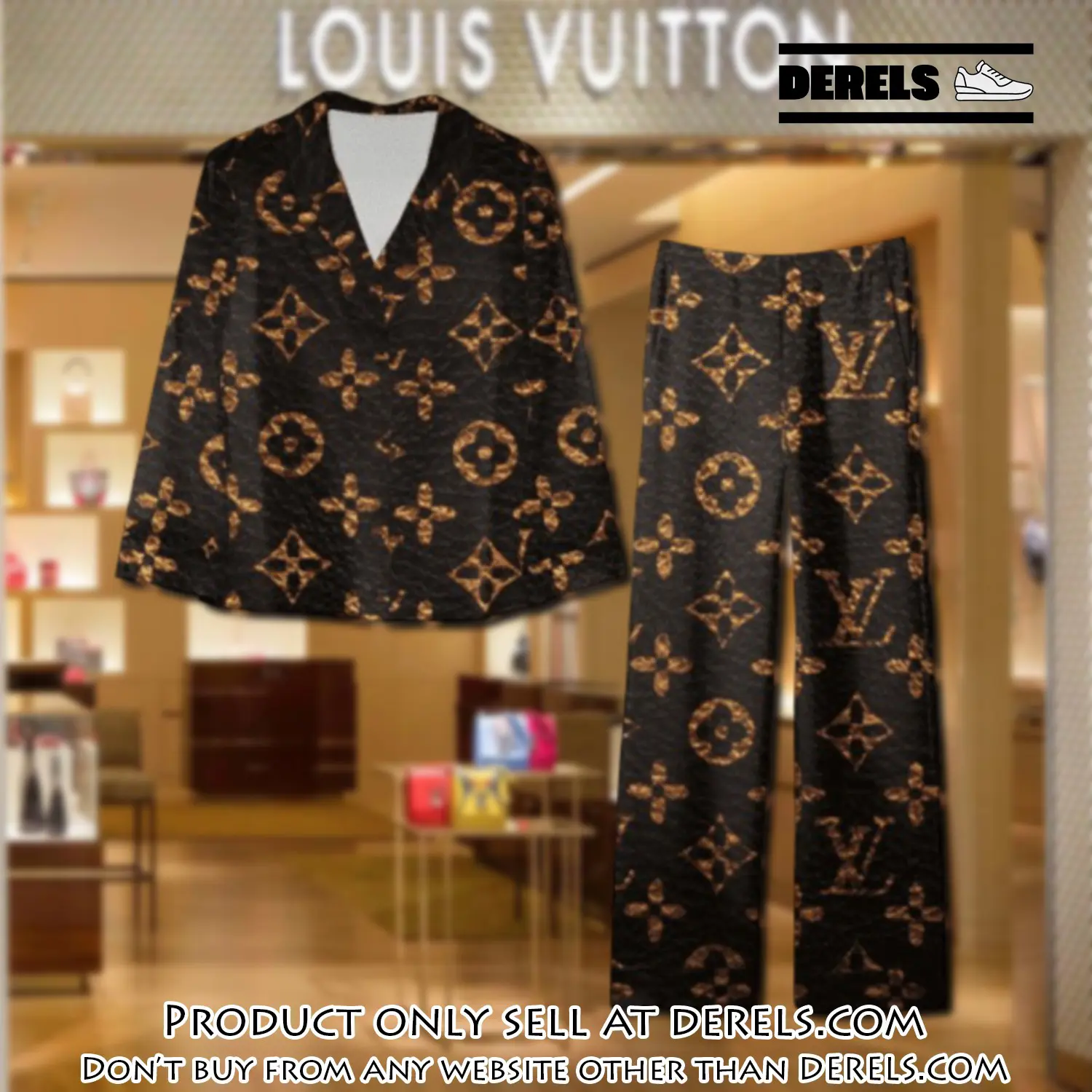 Trending luxury lv satin pajama set pjs1079 dr3422159